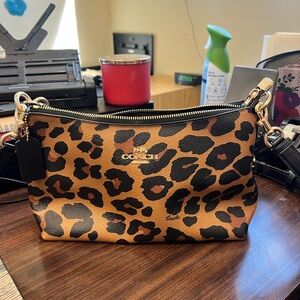 COACH Leopard Print Crossbody in Brown and Black